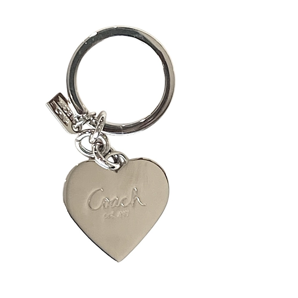 Coach Legacy Stripes Heart Keychain Charm - Picture 3 of 4